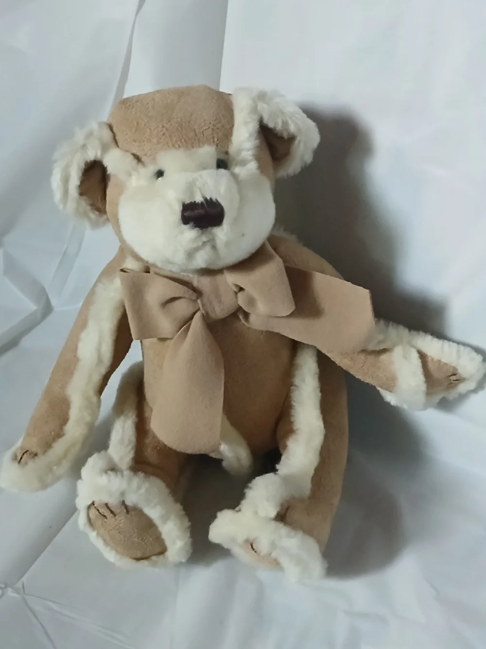 Bath & Body Works Beige and Cream Plush Teddy Bear with Bow